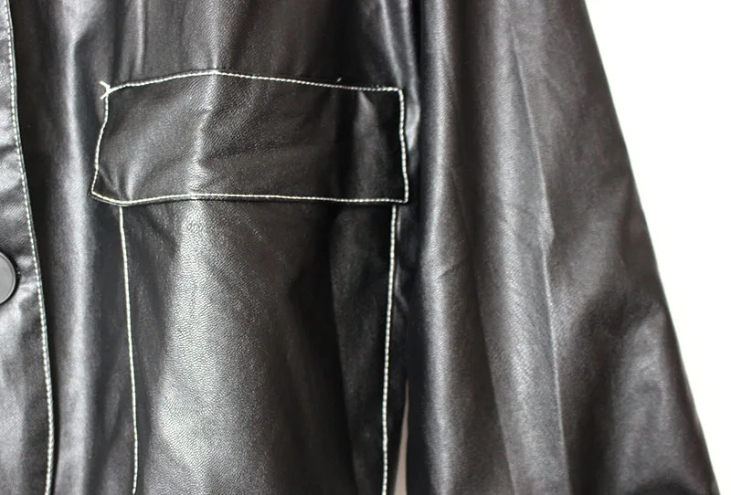 Autumn Leather Jacket Women Casual Long Sleeve Button Casual Basic jackets 2018 Fashion PU Leather Bomber Coat Femininas