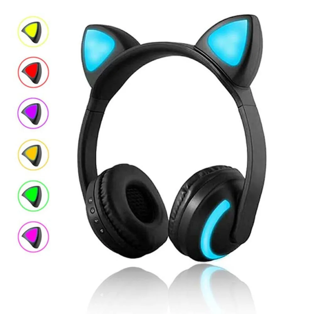 Digitalworld Беспроводная Bluetooth стерео игровая гарнитура с кошачьими ушками светодиодный складной наушник с микрофоном#267155