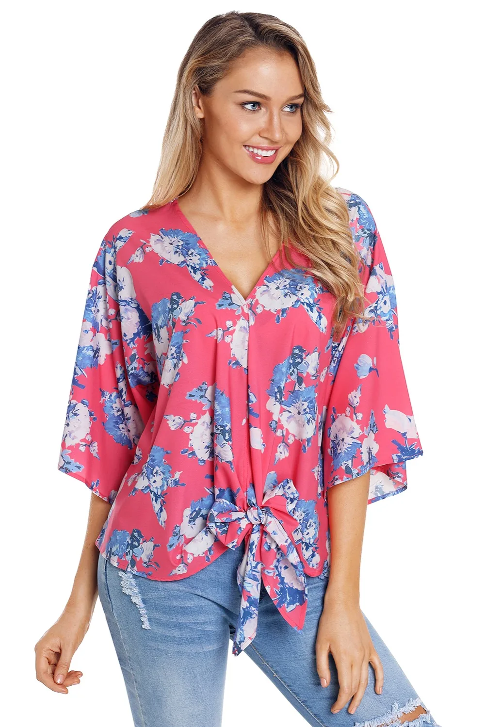 Coral-Flowery-Print-Tie-Front-Kimono-Sleeve-Blouse-LC251052-6-5