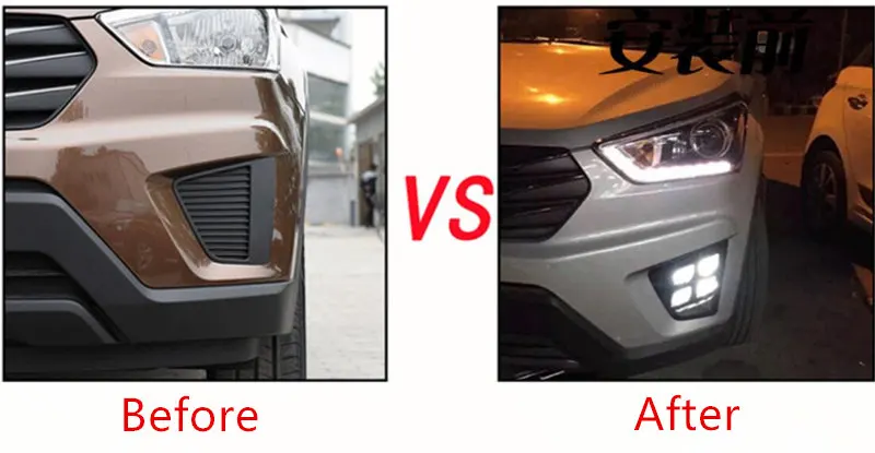 For Hyundai Creta IX25 2014 2015 2016 Waterproof LED Daytime Running Light DRL Fog Lamp For Hyundai Creta IX25 2014 2015 2016 Waterproof LED Daytime Running Light DRL Fog Lamp
