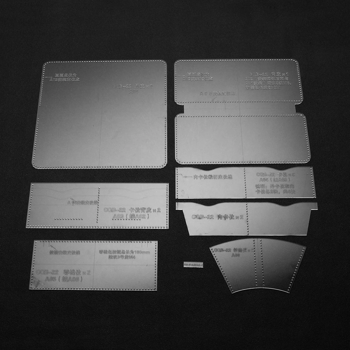 

1 Set DIY Acrylic Leather Wallet Template Stencil Purse Leather Craft Pattern Stencil Zipper Installer Mold Handcrafts DIY Tool