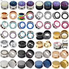1pc 316l aço inoxidável tampões de ouvido e túneis piercings de orelha earlets parafuso brinco expansor calibres de orelha jóias do corpo piercings