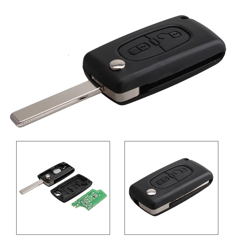 

433Mhz 2 Buttons Replacement Remote Car Key with Chip Fob Transmitter Clicker Alarm for Peugeot 2004-2008