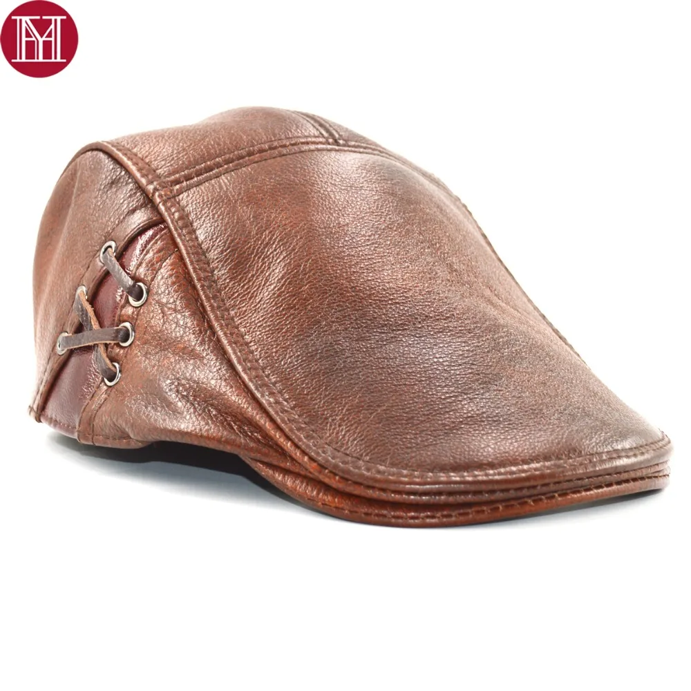 

2019 New Men Real Genuine Leather Baseball Cap Brand Casual R Leather Hat Autumn Winter Hot Sale Real Cowhide Leather Cap