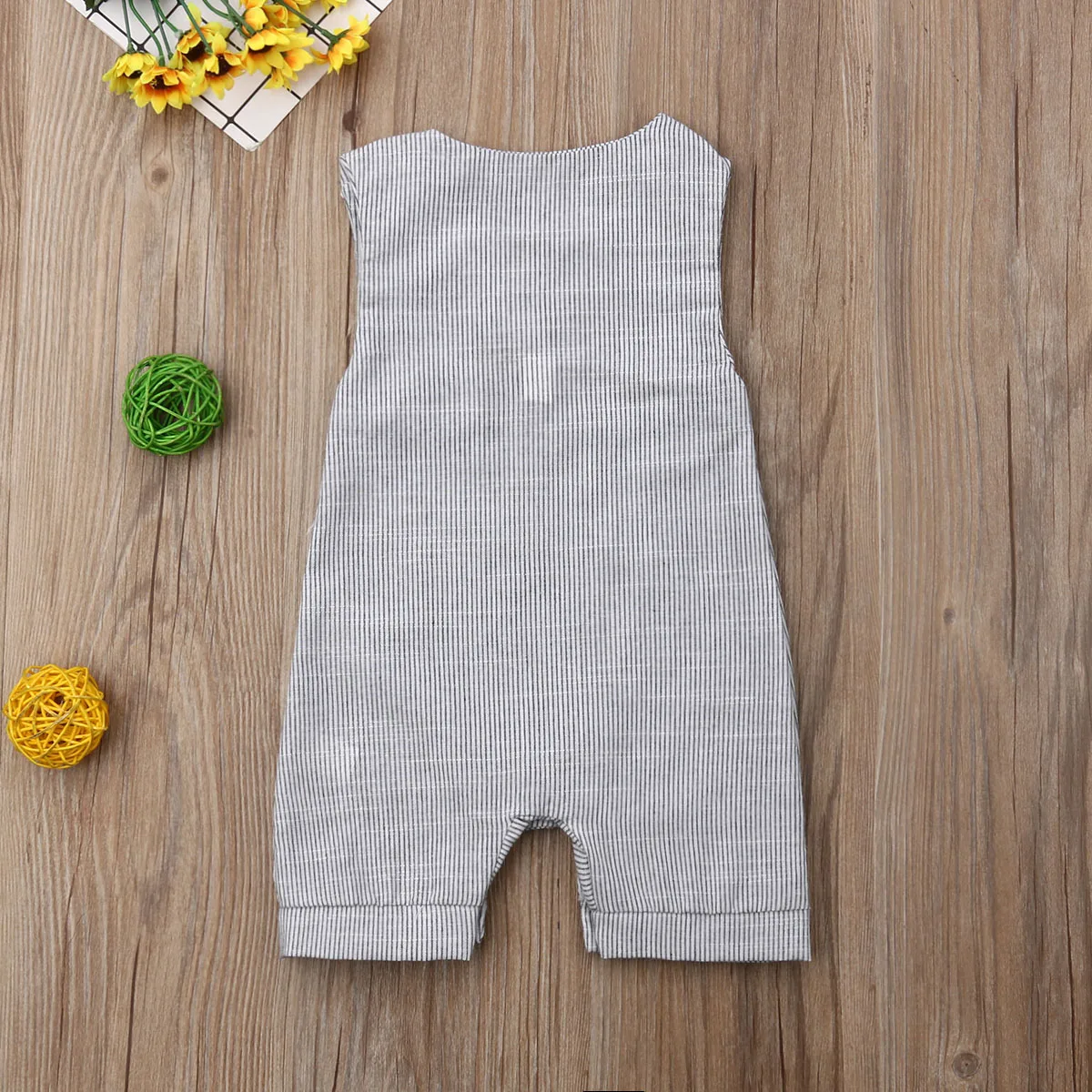 Pudcoco Newborn Baby Boy Girl One-piece Outfit Clothes Striped Sleeveless Cute Romper Casual Buttons Jumpsuit for 0-18M Baby