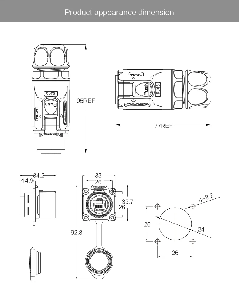 Сборка RJ45 CAT5E гнездо с крышкой водонепроницаемый RJ45 разъем кабеля Cnlinko винтовой замок 1 блок