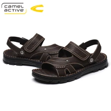 Camel Active/Новинка; мужские летние сандалии из натуральной кожи; дышащие сандалии; удобная Пляжная Мужская обувь; модные шлепанцы