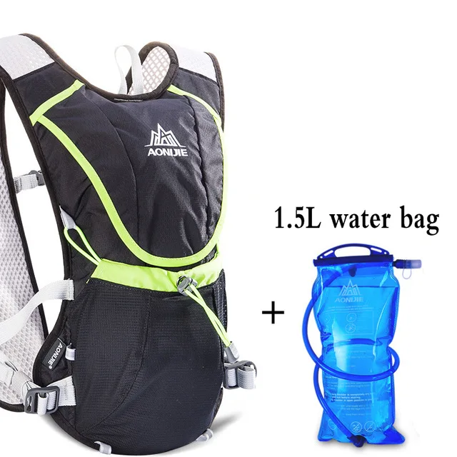 AONIJIE 8L легкий беговой жилет рюкзак для занятий спортом на открытом воздухе для марафона, велоспорта, походная сумка Mochila дополнительно 1.5L гидратационная сумка - Цвет: Black with 1.5L