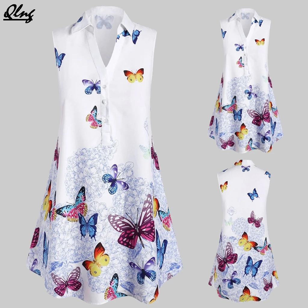 

female T-shirt Women Casual Plus Size Sleeveless Butterfly Print Top Shirt