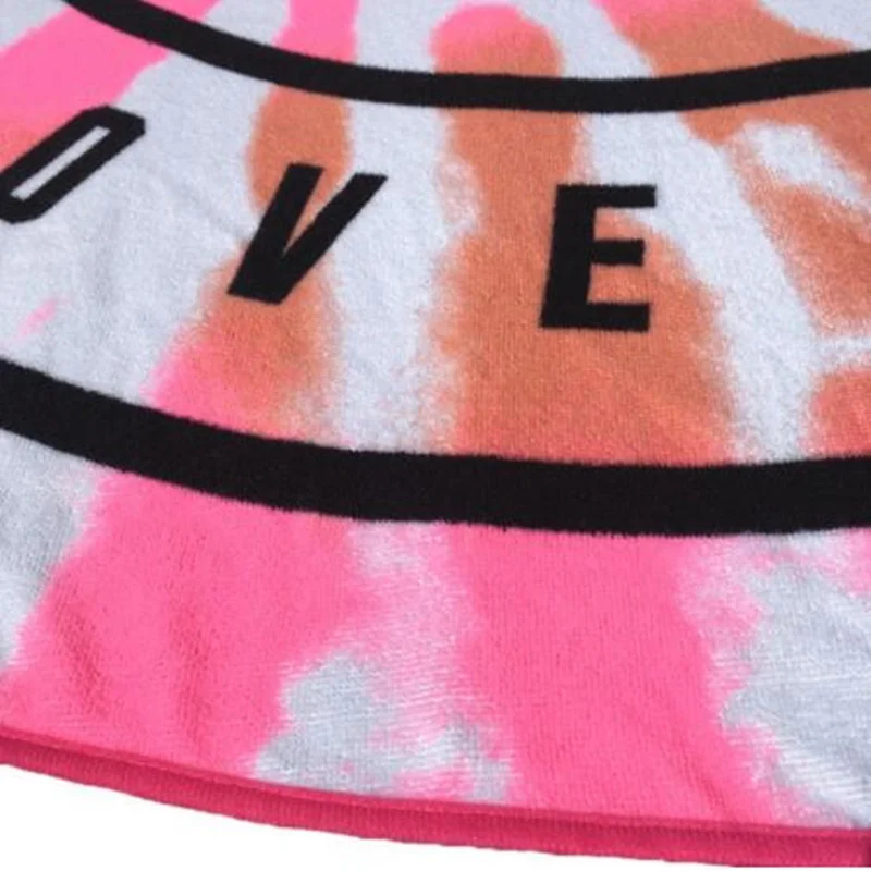 Microfine Round Beach Towel Microfiber Pink Yoga Tapestry Super Absorbent Sand's Free Beach Towel