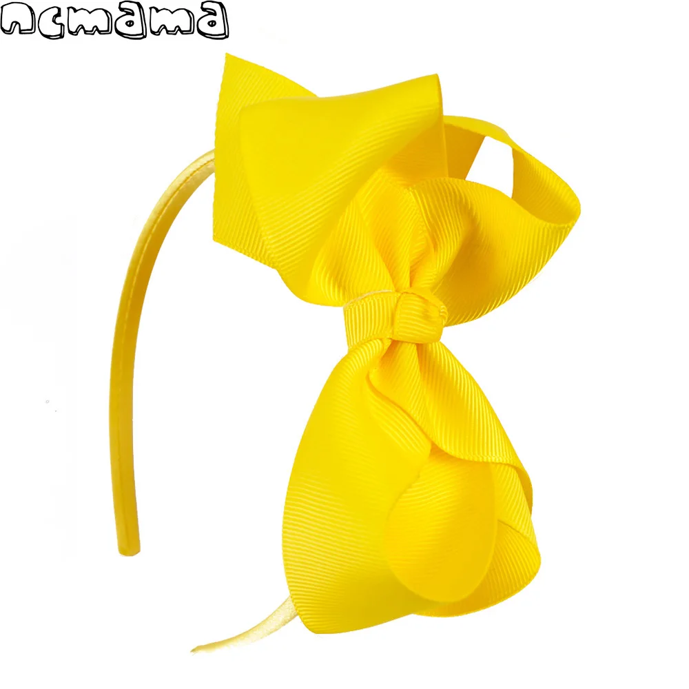 

1pc BACK TO SCHOOL Candy Hairband Children's Solid Grosgrain Ribbon Bow Girls' Tiara Handmade Kids Hair Hoop Hair Accessories