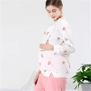 

Maternity clothes pure cotton postpartum lactation clothes out summer Korean version of simple maternity suit