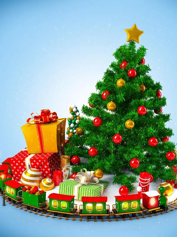Рождество фонов фотография поезд дерево конфеты 5x7ft (1.5x2.2 м) любят де студио photographie ZJ