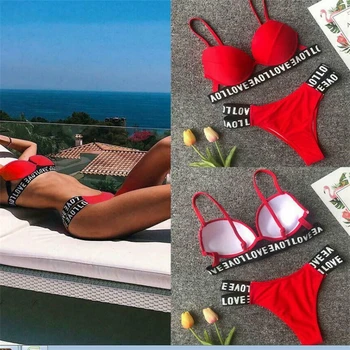 

2019 New Fashion Women Sexy Bandage Swimwear Sets Summer Casual Beach Wear Push Up Padded Monokini Bathing Set
