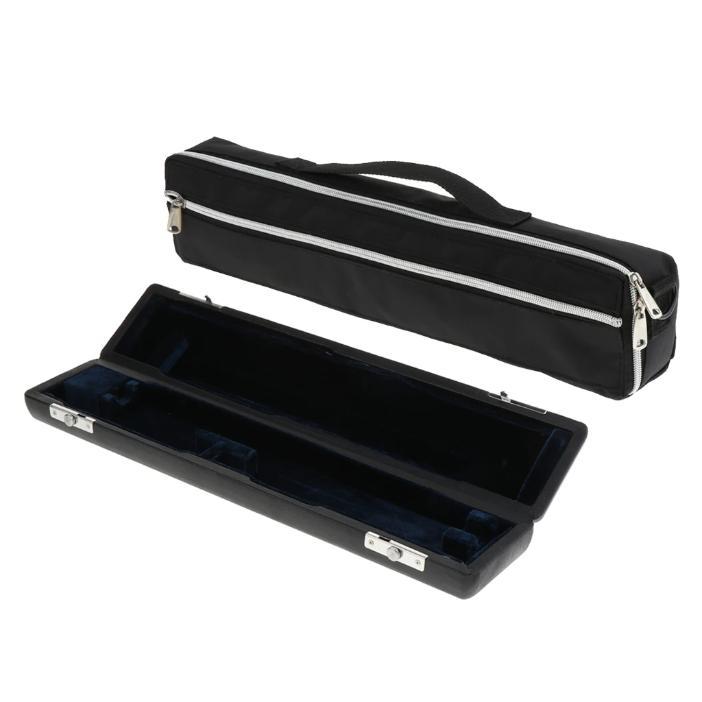 1 Piece 43cm 17 Hole Flute Carry Padded Case with Storage Gig Bag Handbag Cover Container Black for Flute Lovers