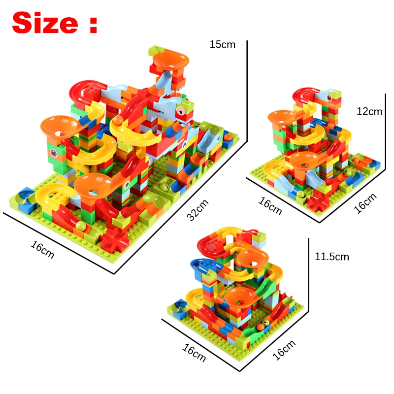 Najtaniej 165 330 sztuk mały rozmiar marmur Race Run City Blocks Track Building Blocks ABS lejek slajdów montażu cegieł zabawki dla dzieci