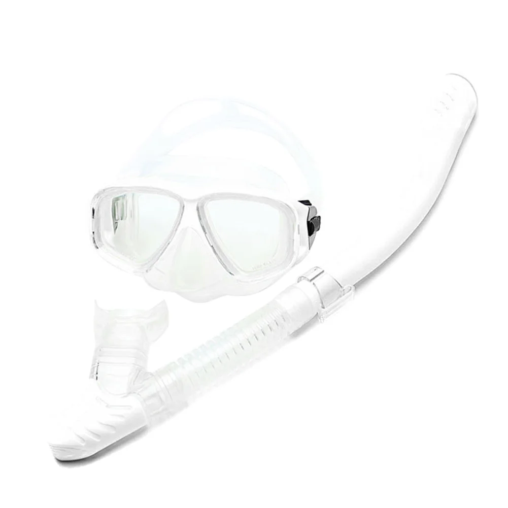 Сухой Дайвинг Трубка Набор противотуманные широкие прозрачные очки для плавания трубка для лета KH889 - Цвет: Белый