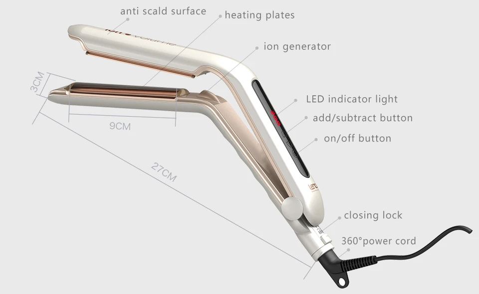 Lena LN-414 ионы v-образной формы, ионный паровой выпрямитель, утюжок для выпрямления волос, утюжок для завивки волос, инструменты для укладки, стайлер