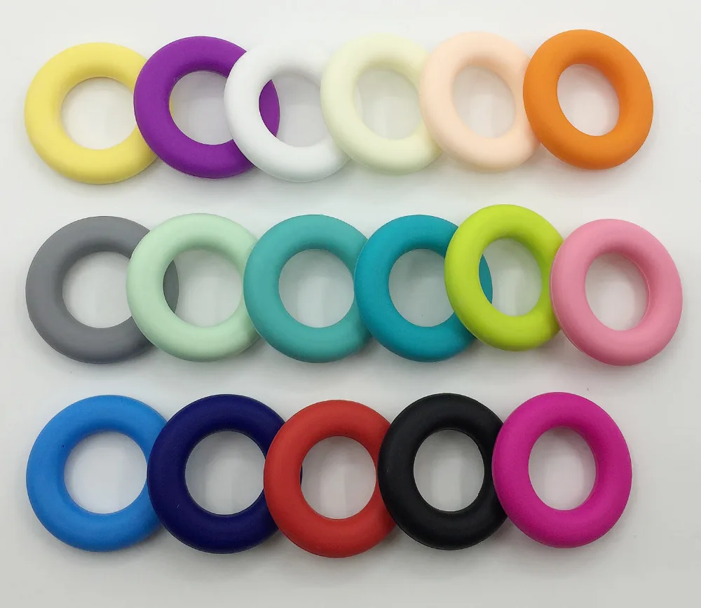 

New silicone Teething necklaces Large Donut Pendant and Round Beads - Chewable, BPA-free, food-grade silicone bead Free shipping
