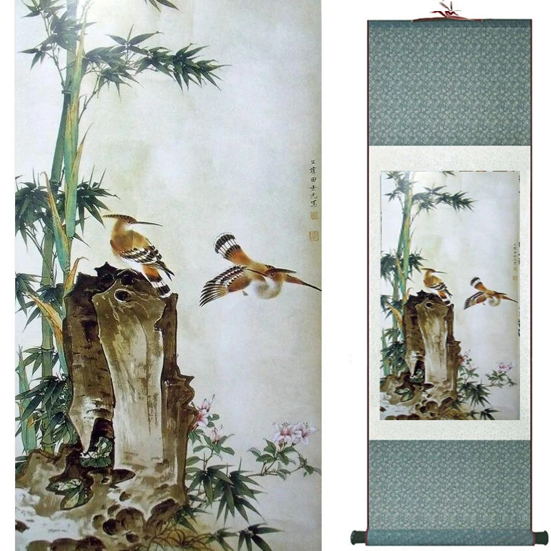 

Birds and flower painting silk scroll painting traditional Chinese art painting home decoration painting2019072002