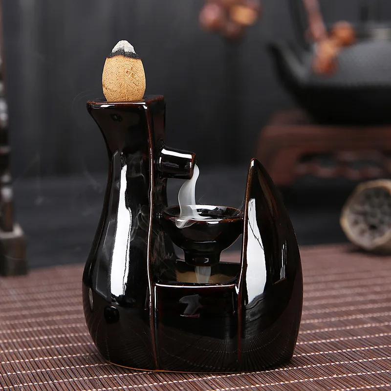 Smoke Backflow Incense Burners Tower Incense Censer Base Ceramics