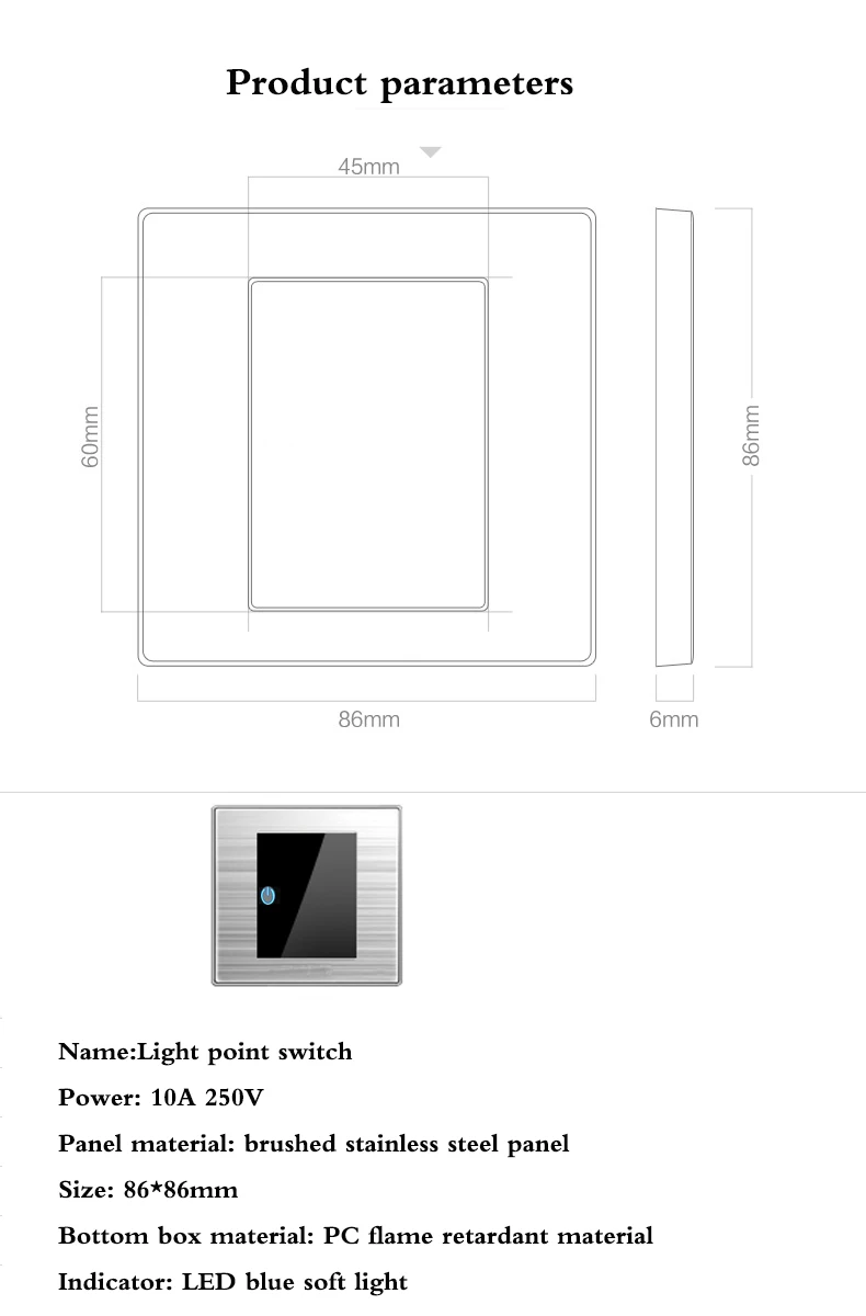 1 2 3 банда 1 2 способ бытовой выключатель тип розетки 86 настенный со светодиодной щеткой нержавеющая сталь зеркало сброс выключатели 86*86 мм