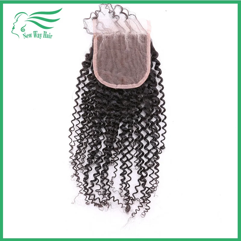

7a cheap virgin Malaysian kinky curly silk base closure, 4*4 middle/free/three part silk base closures hidden knots, free ship