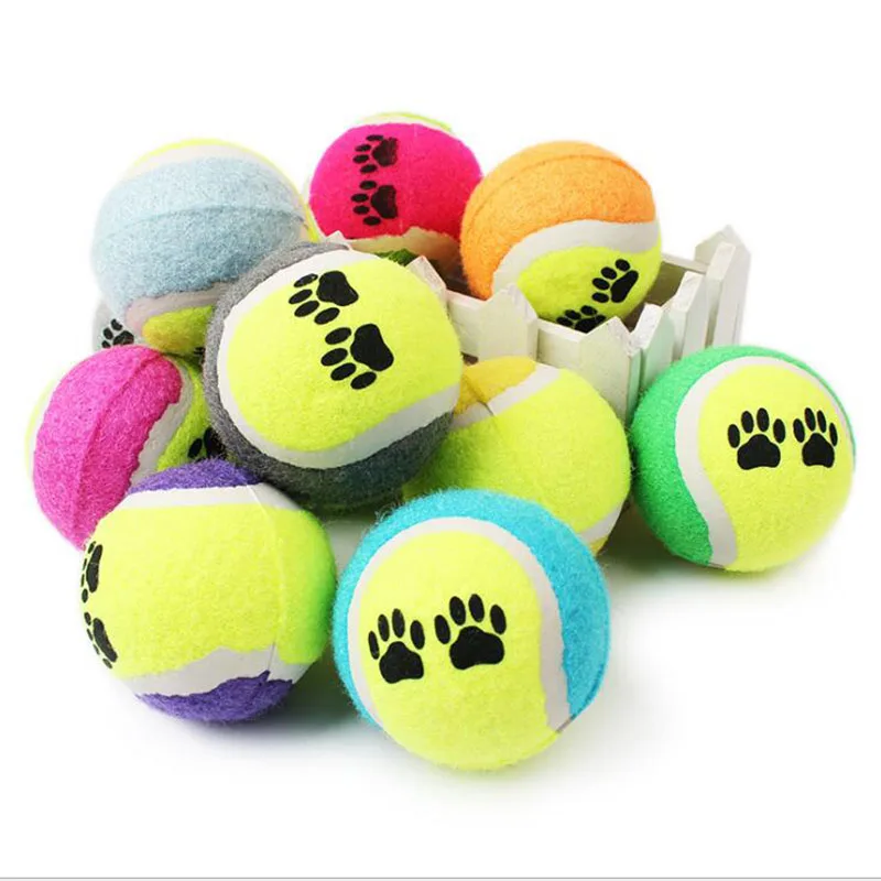 Dual color Rubber Pet Toy Ball Non elastic Footprint Pet Tennis 65MM