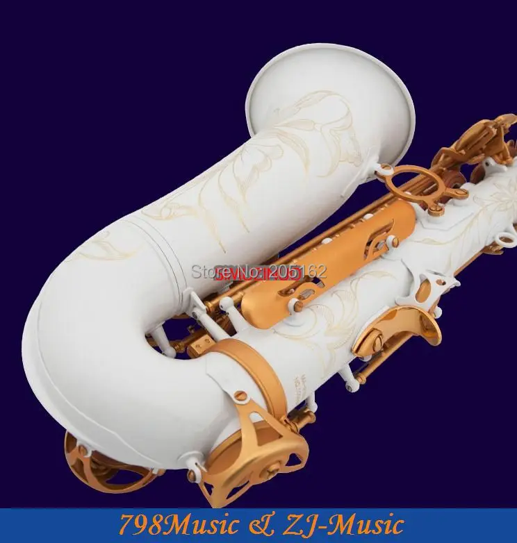 Bb Tenor фарфоровый саксофон с белым корпусом и атласными золотыми клавишами
