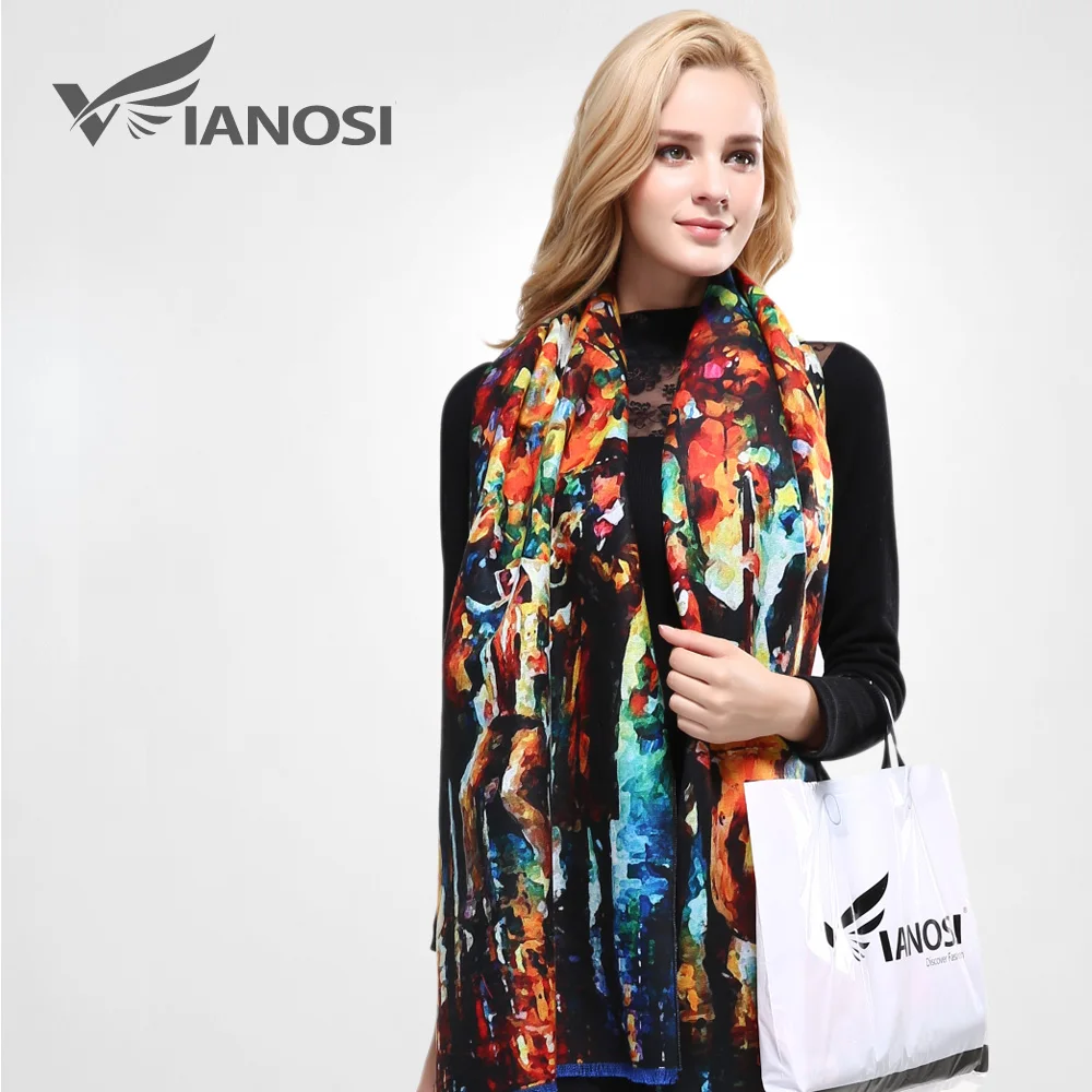 [VIANOSI] Women Scarf Wool Shawl Fashion Thicken Warm Wrap Printing Scarves and Stoles Soft Textured Winter Scarf VA057