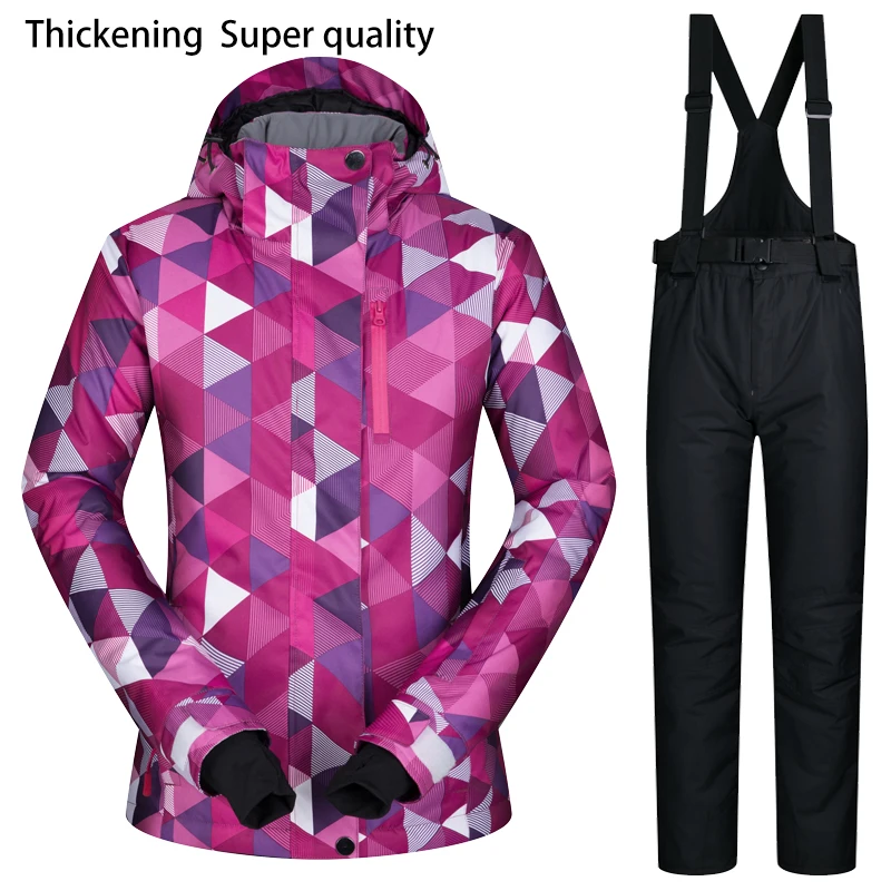 Traje de esquí de invierno las mujeres a prueba de viento impermeable y transpirable Mujer CSJTZ nieve chaqueta y pantalones de esquí de las mujeres chaqueta de Snowboard marcas
