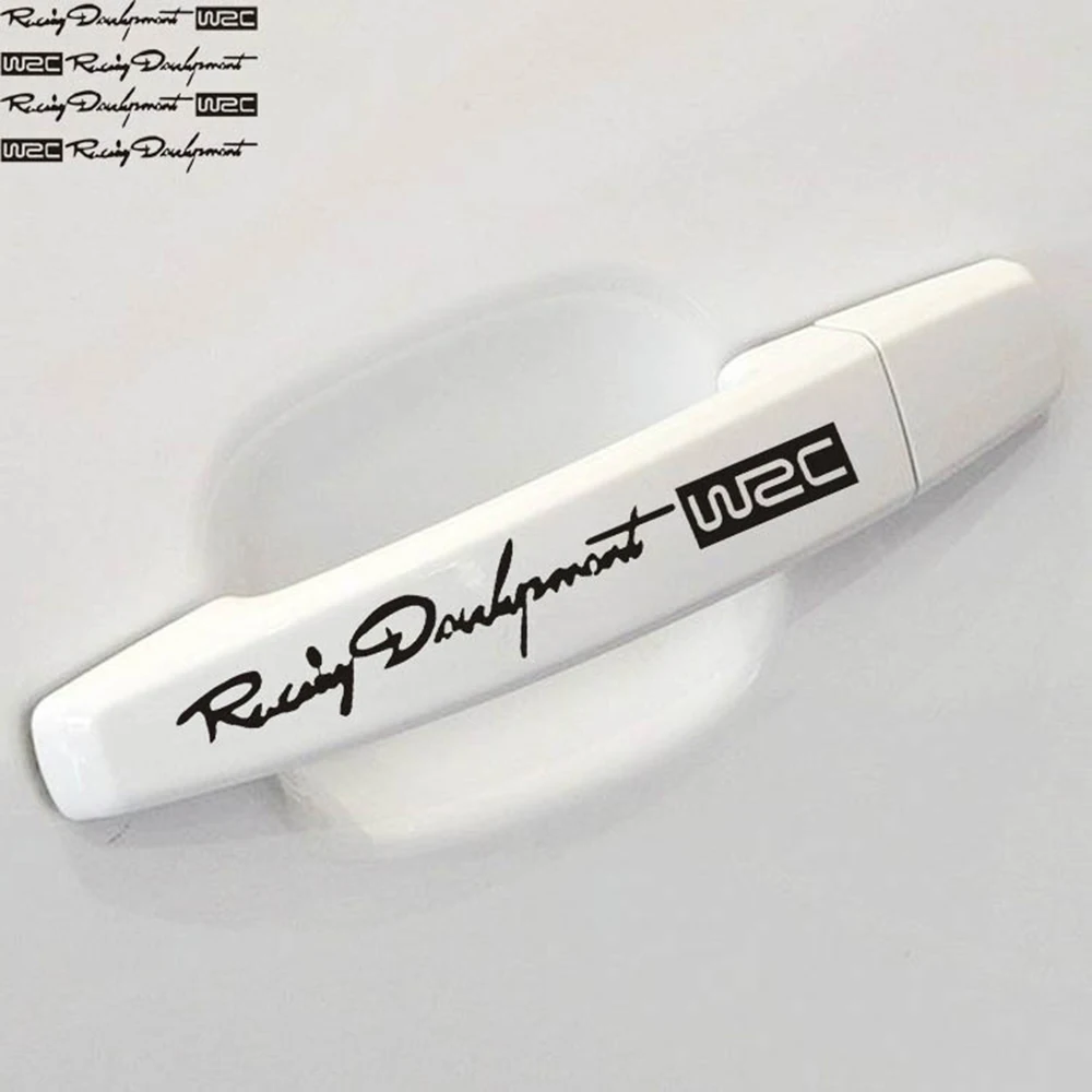 

4 x Newest Racing Development WRC Creative Car Door Handle Decals Auto Stickers
