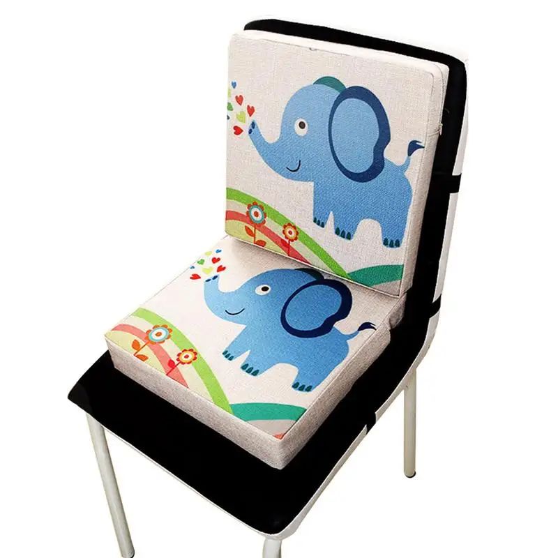 Детское сиденье портативное съемное регулируемое милое животное Принт льняное детское обеденное кресло увеличивающая рост Подушка Пианино Коврик детский коврик - Цвет: Blue