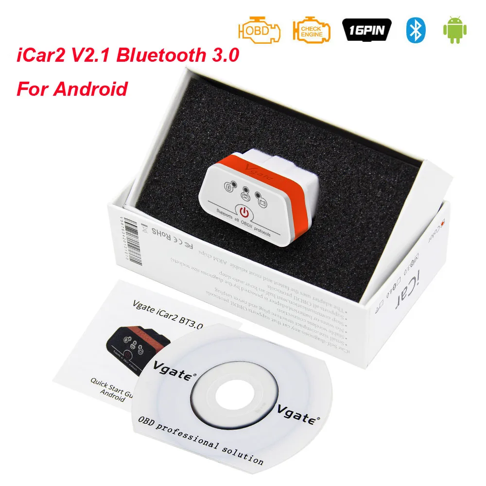 Vgate iCar2 ELM327 V2.1 OBD2 Bluetooth wifi сканер iCar 2 ELM 327 OBD 2 OBD2 автомобильный диагностический автоматический инструмент IOS/Android считыватель кодов - Цвет: BT 3.0 For Android