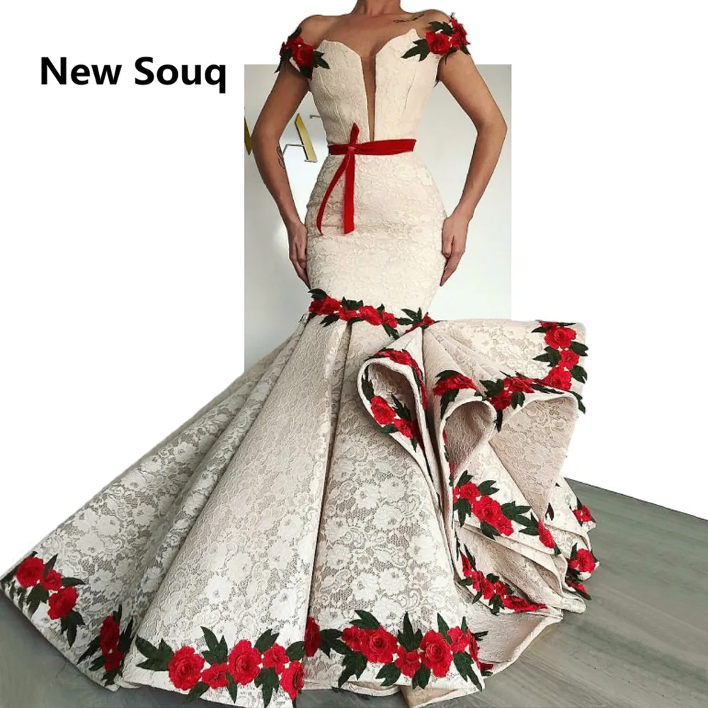 Elegante laço sereia vestidos de baile com
