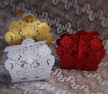 

50X Gold/White Laser Cut Wedding Favor Boxes Wedding Candy Box 2018 Paper Gift Box boite a dragee casamento caixa corte a laser
