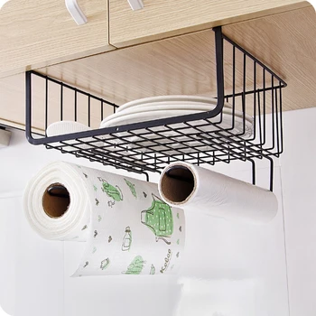 

New Kitchen Accessories Iron Cabinet Racks Table Hanging Basket Wardrobe Storage Rack Cupboard Management Holder Sponge Holder