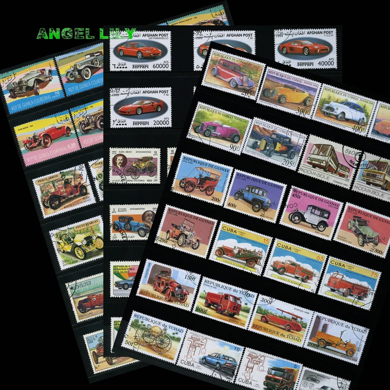 

Topic Cars 100 PCS/lot All Different Postage Stamps With Post Mark In Good Condition Form World Wide