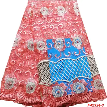 

Latest African French Lace Fabric 2020 High Quality Tulle Net Lace Fabric Cord Mesh Embroidery Beaded Nigerian Lace Fabric N2324