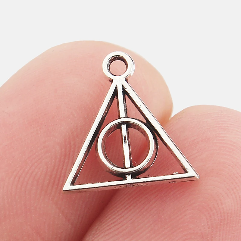 100 шт антикварные серебряные маленькие Deathly Hallows Символ Подвески Украшения из бусин 13 мм