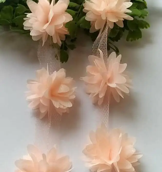 K15321 3,5 см потрепанная шифоновая сетка Цветочная отделка свадебный 3D цветок Сделай Сам кружевная отделка обуви ручной работы принадлежности для шитья товары рукоделия - Цвет: peach