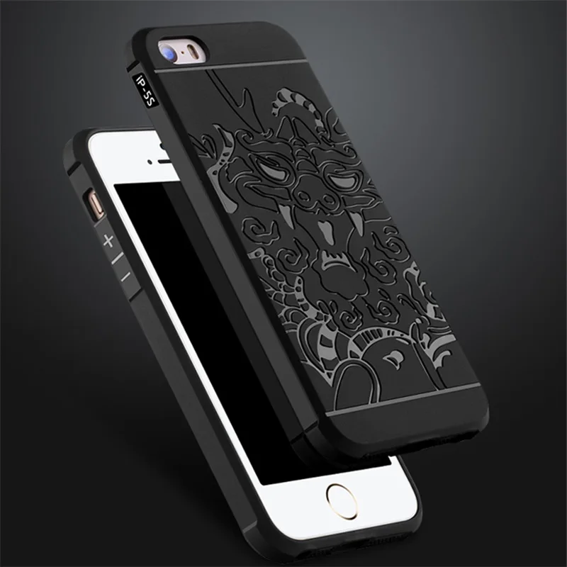 

CAPSSICUM 5 5S SE Anti-knock Soft case for Apple iPhone 5 5S SE Air Bag TPU Silicone Dragon Pattern Back Cover Shockproof Cameo