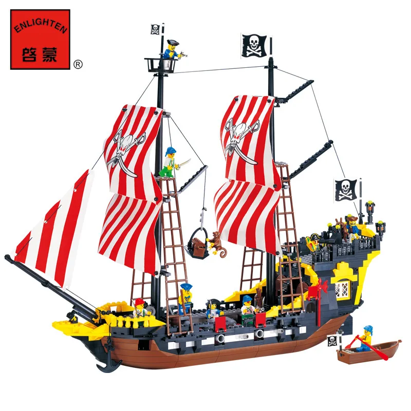 

Enlighten Blocks Pirates Ship Black Pearl Model Compatible Building Blocks Educational Building Toys Kids Gift