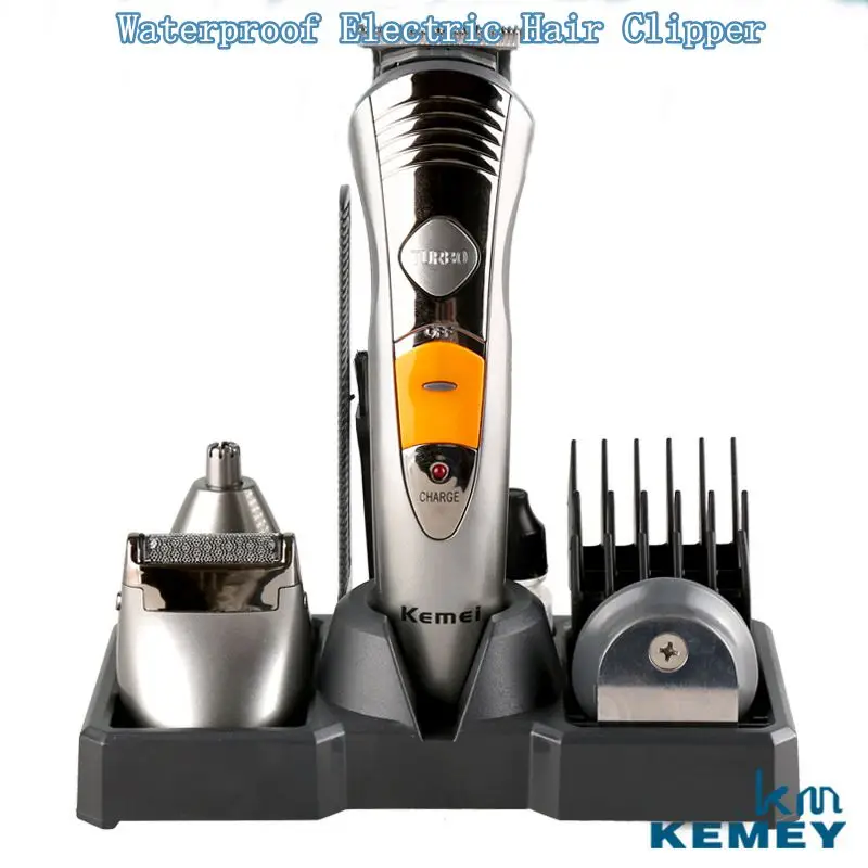 7 in 1 Waterproof Electric Hair Clipper Kemei Professional Hair Trimmer Shaver Beard For Men Waterproof