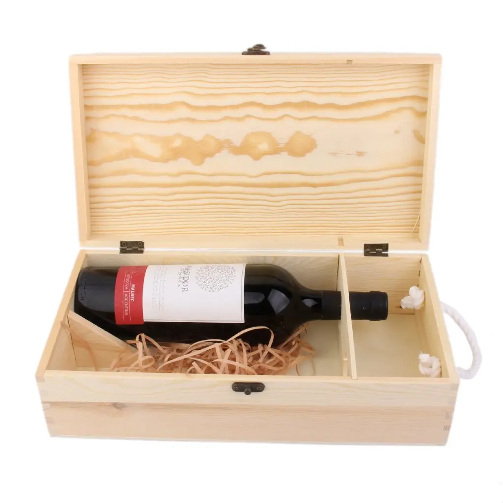 Double Carrier Wooden Box for Wine Bottle Gift Decoration