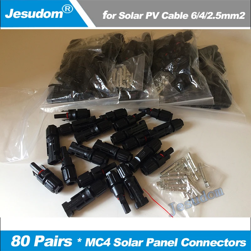 

80Pairs x MC4 Solar Cells Connectors/MC4 PV Connector Male and Female 30A 1000V for Solar PV Cable 6/4/2.5 mm2 10/12/14 AWG