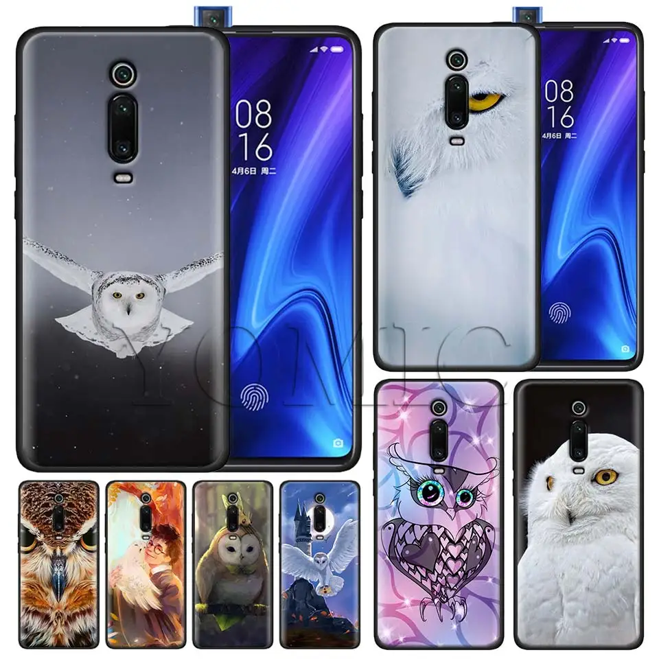 

Snowy Owl Black Case for Xiaomi Redmi Note 7 7s K20 5 6 Pro Redmi 6 6 5 5Plus 4X S2 Y3 Silicone Soft Case