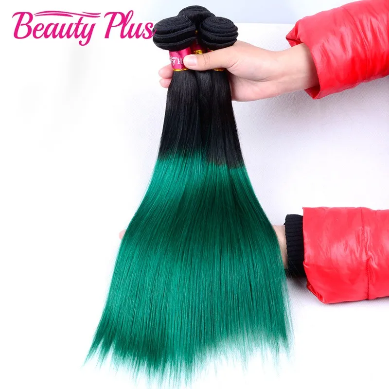 

Ombre Green Brazilian Straight Virgin Hair 4Pcs Green Brazilian Two Tone 1B Green Ombre Human Hair Bundles Brazilian Virgin Hair