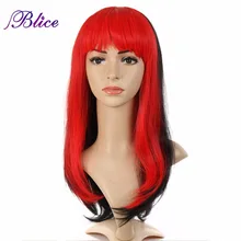 Blice синтетический парик смешивания Цвет# 1B/красный прямой длинный парик Блант взрыва парик Kanekalon волокна парики