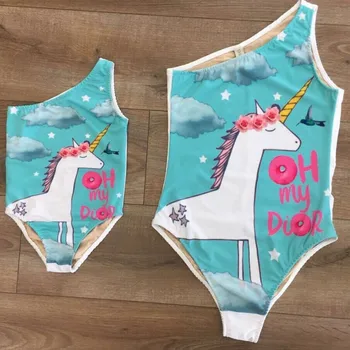 

Mommy and Me Swimsuits Mother and Daughter Clothes Unicorn Bikini Bathing Suit Unicorn One Piece Swimwear Family Matching Outfit